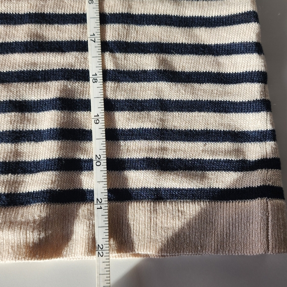 'S Max Mara Lettera Striped Linen Cardigan, Blue & Cream - Picture 16 of 16